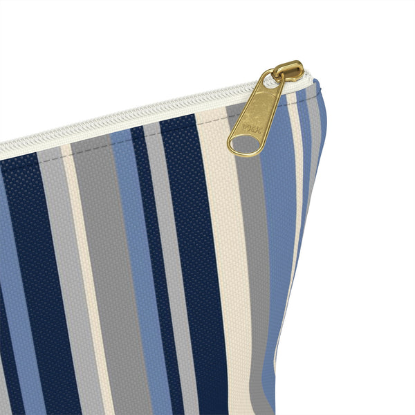 Makeup or Toiletry Bag - Blue Stripes Travel Clutch - PH30