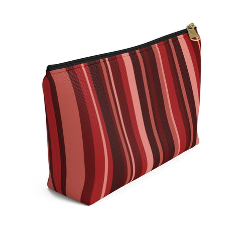 Makeup or Toiletry Bag - Red Stripes Travel Clutch - PH32