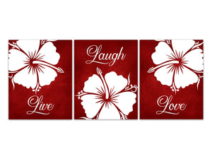 Live Laugh Love CANVAS, Red Wall Art, Burgundy Home Decor, Bathroom Wall Decor, Bedroom Wall Art, Nursery Wall Art, Wall Hangings - HOME655