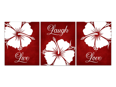 Live Laugh Love CANVAS, Red Wall Art, Burgundy Home Decor, Bathroom Wall Decor, Bedroom Wall Art, Nursery Wall Art, Wall Hangings - HOME655
