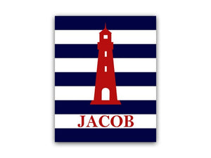 Kids Name Art, Nautical Nursery CANVAS or PRINT, Personalized Name Art Print, Kids Nautical Decor, Blue Nursery Wall Art - KIDS52