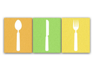 Kitchen CANVAS Art, Utensil Art Print, Bright Color Kitchen Art, Fork and Spoon Wall Decor, Kitchen Wall Decor, Kitchen Decor - HOME60