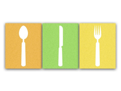 Kitchen CANVAS Art, Utensil Art Print, Bright Color Kitchen Art, Fork and Spoon Wall Decor, Kitchen Wall Decor, Kitchen Decor - HOME60