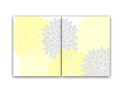 Yellow, White & Gray Flower Burst 2pc Set Home Décor Wall Art - HOME66