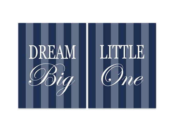 Nursery Wall Art, Dream Big Little One Signs, Kids Wall Art, Dream Big CANVAS or PRINTS, Blue Nursery, Boys Room Decor - KIDS147