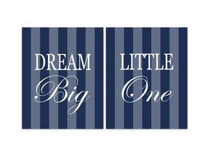Nursery Wall Art, Dream Big Little One Signs, Kids Wall Art, Dream Big CANVAS or PRINTS, Blue Nursery, Boys Room Decor - KIDS147