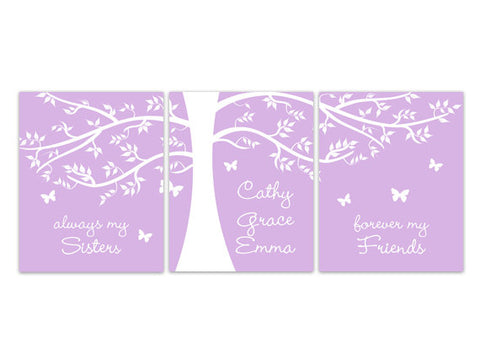Personalized Tree Sisters 3pc Wall Art "Always My Sisters, Forever My Friends" - KIDS151