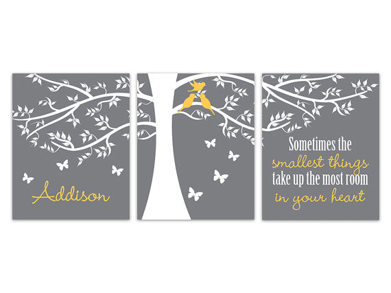 Girls Nursery CANVAS, Sometimes The Smallest Things Take Up The Most Room in Your Heart, Tree Art, Personalized Kids Wall Art - KIDS189