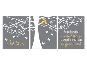 Girls Nursery CANVAS, Sometimes The Smallest Things Take Up The Most Room in Your Heart, Tree Art, Personalized Kids Wall Art - KIDS189