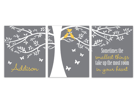 Girls Nursery CANVAS, Sometimes The Smallest Things Take Up The Most Room in Your Heart, Tree Art, Personalized Kids Wall Art - KIDS189