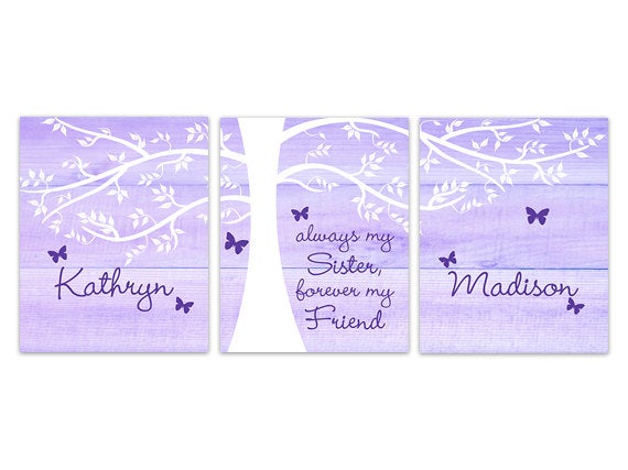 Personalized Tree Sisters 3pc Wall Art "Always My Sister, Forever My Friend" - KIDS219