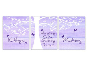 Personalized Tree Sisters 3pc Wall Art "Always My Sister, Forever My Friend" - KIDS219