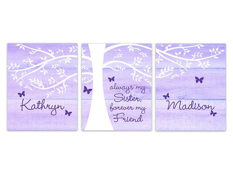 Personalized Tree Sisters 3pc Wall Art "Always My Sister, Forever My Friend" - KIDS219